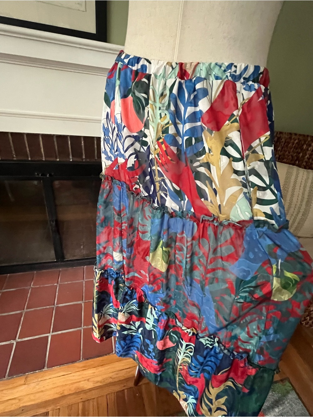 Anthropologie Hutch Boho Tropical Floral Tiered Maxi Skirt | Size 3X - Picture 6 of 11